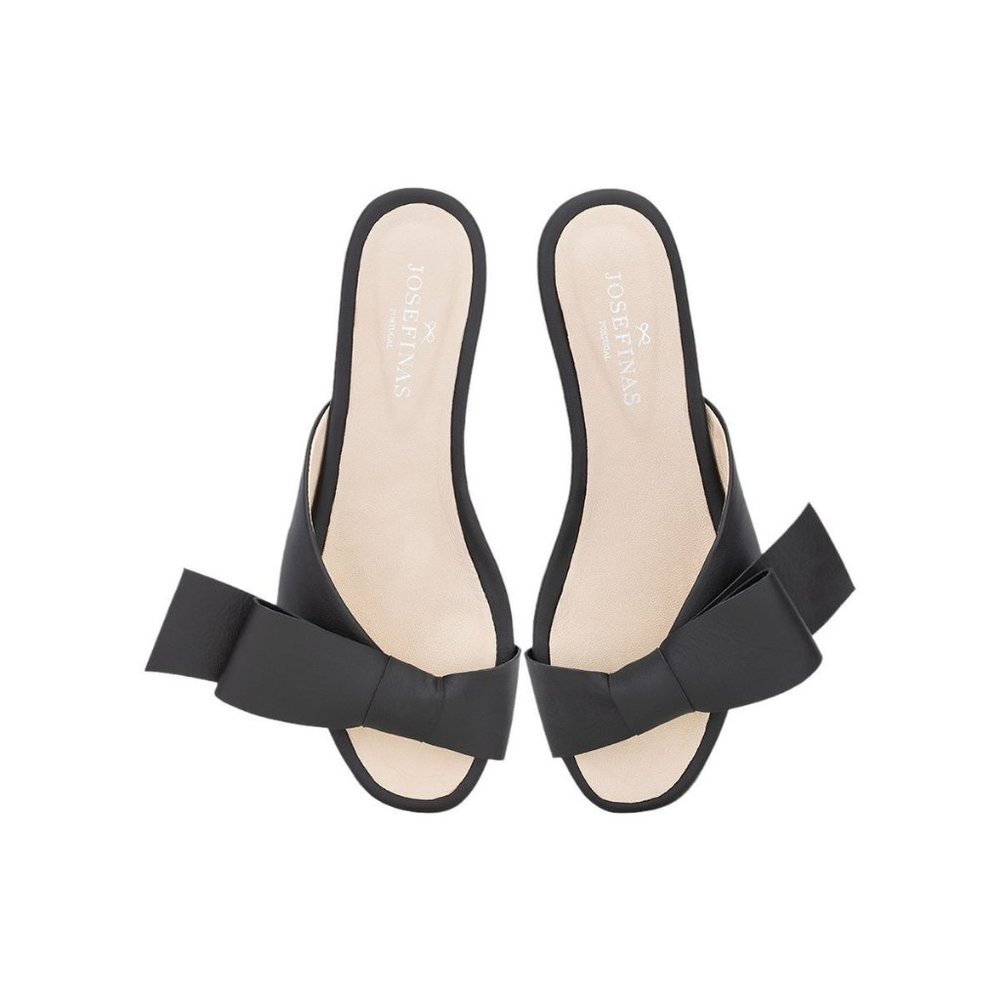 Josefinas Marie Antoinette JOS Black Leather Slides Size 39 US 8 - 8.5